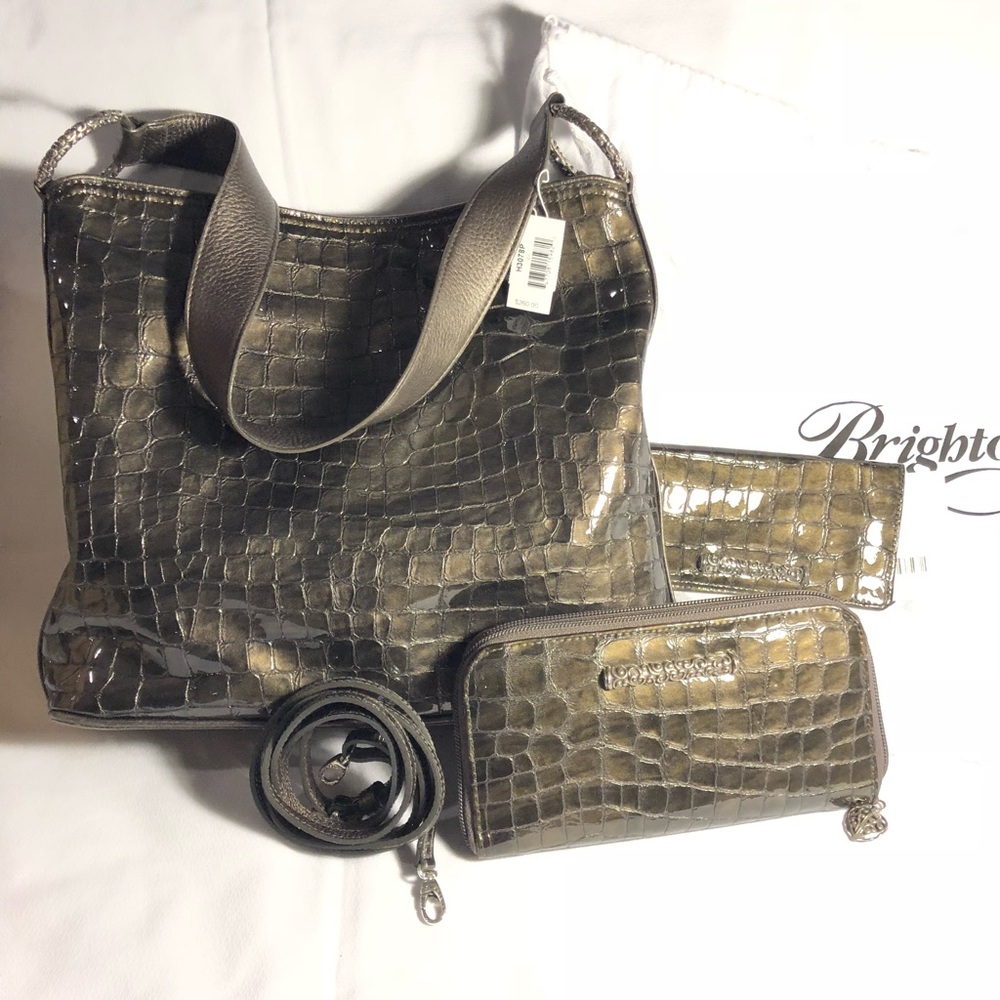 Brighton Shimmering Croc-Embossed Tote Set